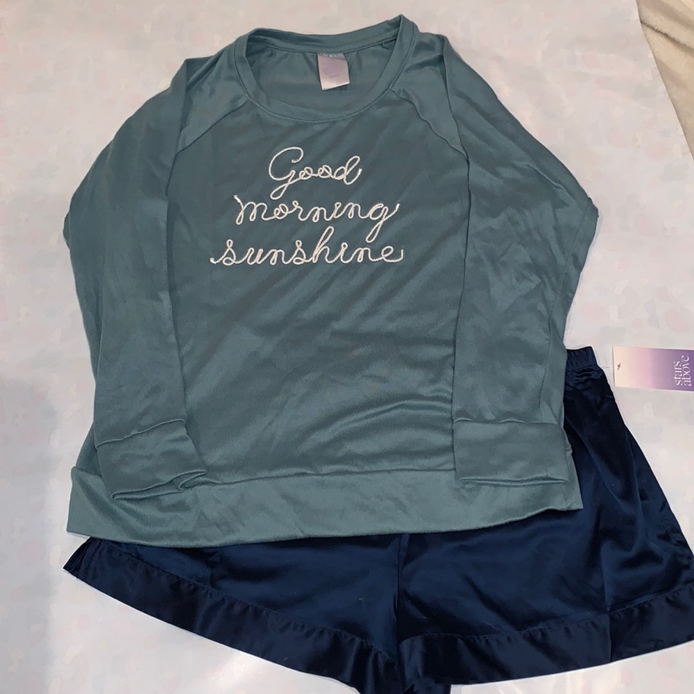 Good Morning Sunshine Sweatshirt and Navy Shorts